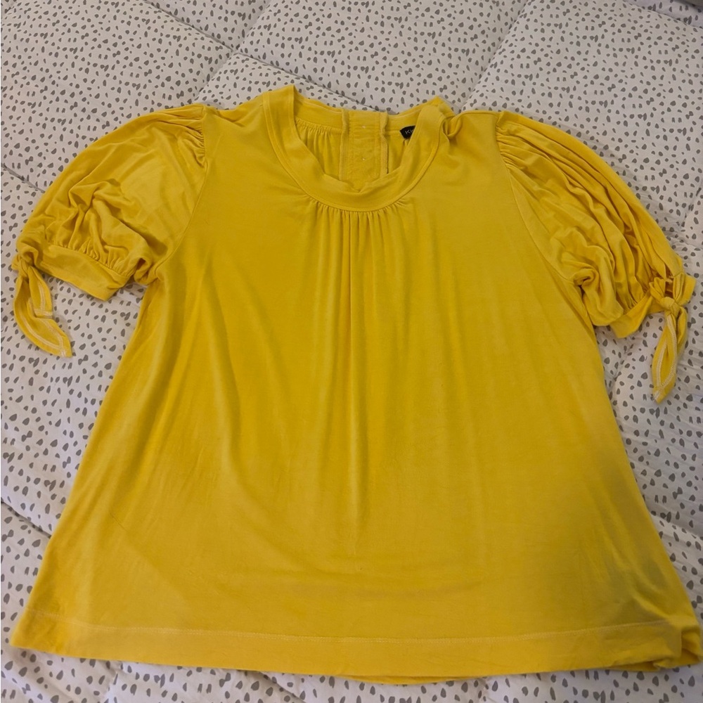Kim & Cami Yellow Blouse with Tie Sleeves